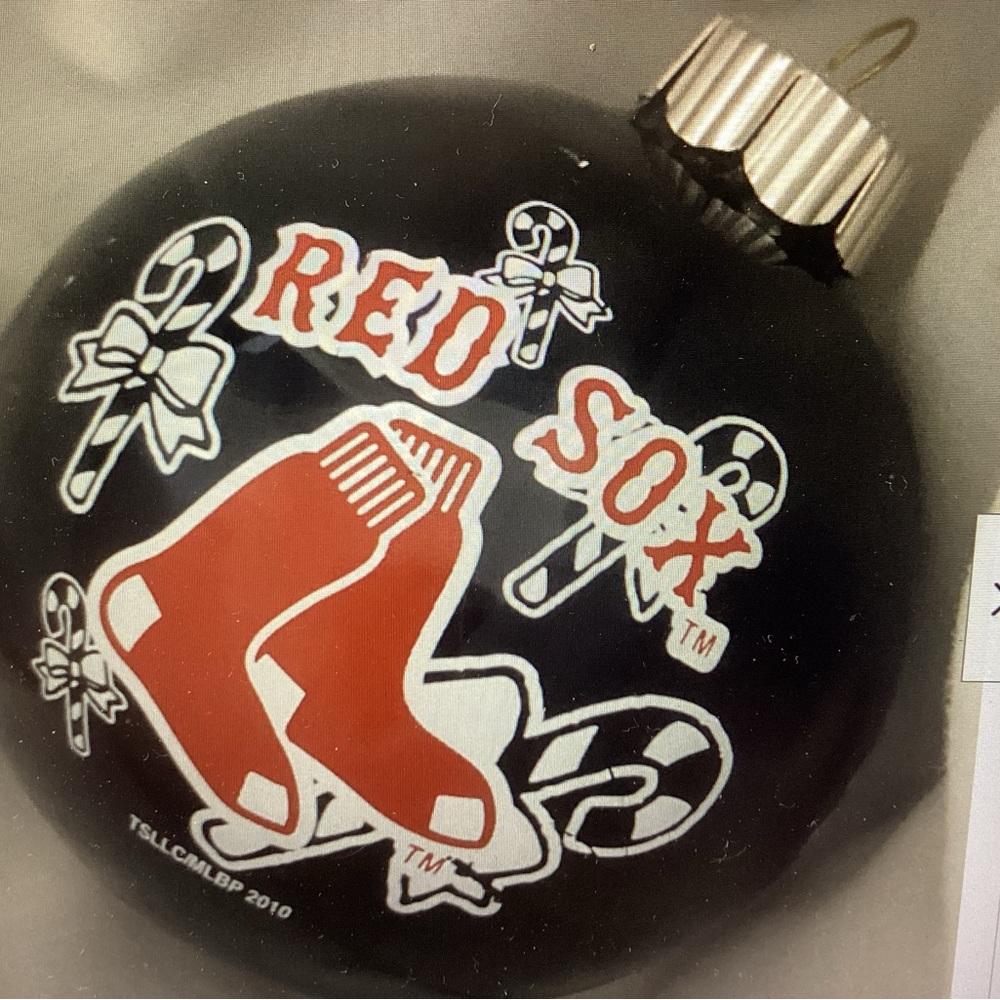 Boston Red Sox MLB Candy Canes Bows Christmas Ornament Glass Ball Blue 2011